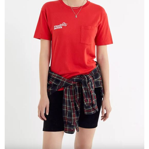 AGOLDE Stranger Danger Red Cotton Snake Crewneck Short Sleeve T-Shirt Tee M - Picture 1 of 9